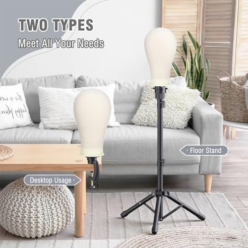 Relx Reinforced Wig Stand with Mannequin Head – Adjustable Wig Head Stand for Cosmetology, Black Avelisse