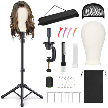 Relx Reinforced Wig Stand with Mannequin Head – Adjustable Wig Head Stand for Cosmetology, Black Avelisse