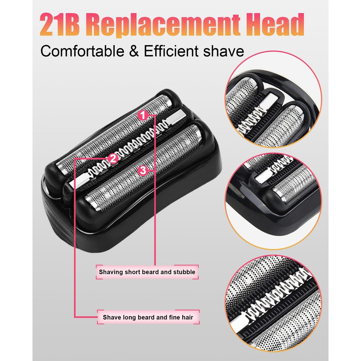 2 Pack Series 3 21B Replacement Head Compatible with Braun S3 21b 3010s, 3040s, 5409, etc. Avelisse