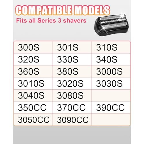 2 Pack Series 3 21B Replacement Head Compatible with Braun S3 21b 3010s, 3040s, 5409, etc. Avelisse