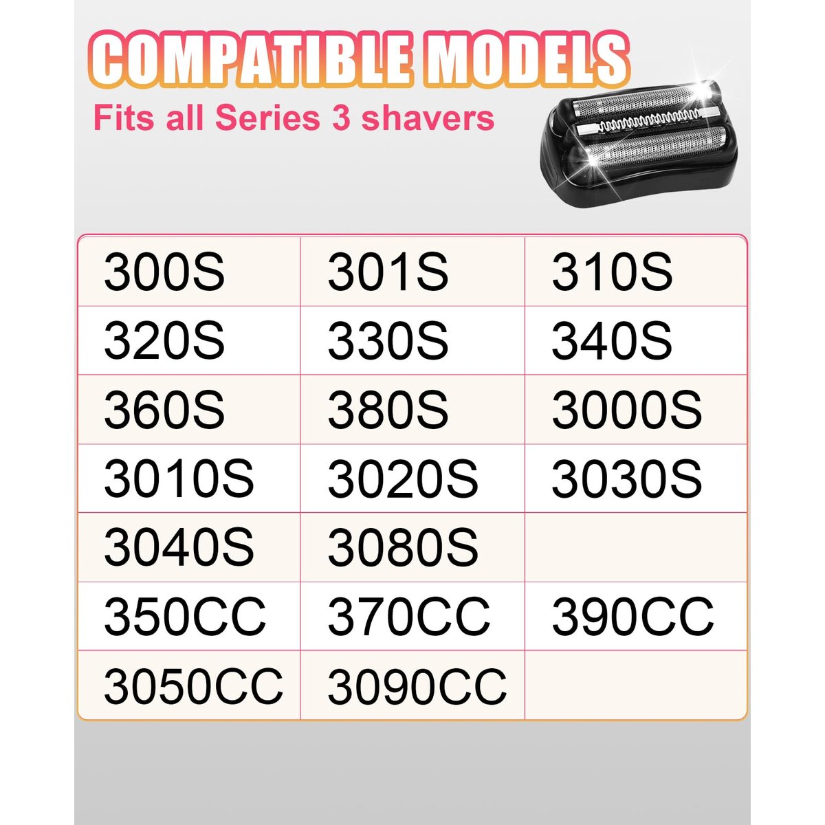 2 Pack Series 3 21B Replacement Head Compatible with Braun S3 21b 3010s, 3040s, 5409, etc. Avelisse