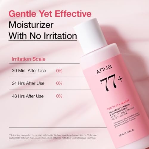ANUA Peach Niacin Conditioning Lotion - Lightweight Face Moisturizer with Vitamin B12, Ceramide, Panthenol & Hyaluronic Acid for Glass Skin (150ml) Avelisse