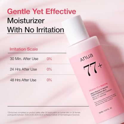 ANUA Peach Niacin Conditioning Lotion - Lightweight Face Moisturizer with Vitamin B12, Ceramide, Panthenol & Hyaluronic Acid for Glass Skin (150ml) Avelisse
