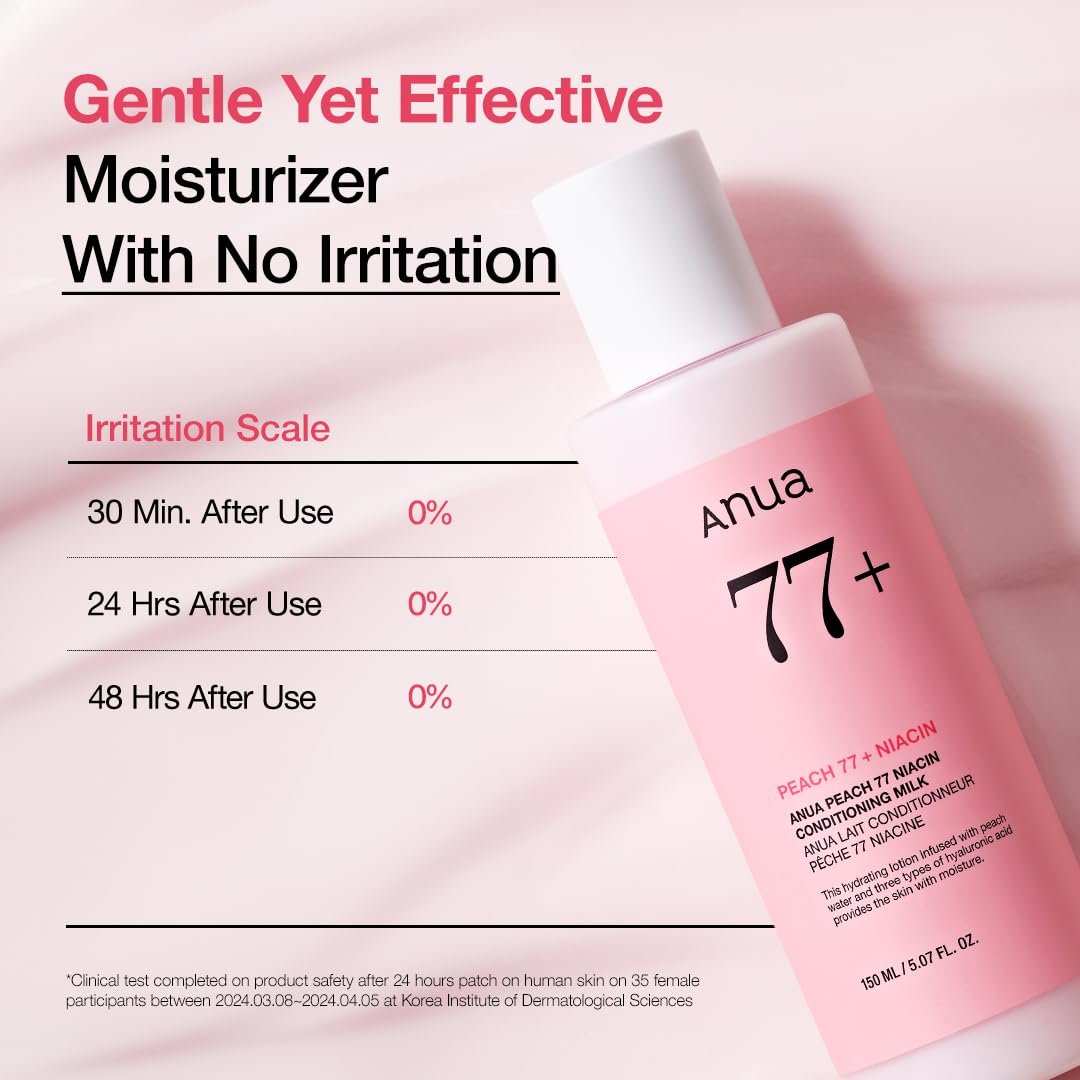 ANUA Peach Niacin Conditioning Lotion - Lightweight Face Moisturizer with Vitamin B12, Ceramide, Panthenol & Hyaluronic Acid for Glass Skin (150ml) Avelisse