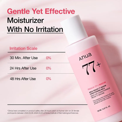 ANUA Peach Niacin Conditioning Lotion - Lightweight Face Moisturizer with Vitamin B12, Ceramide, Panthenol & Hyaluronic Acid for Glass Skin (150ml) Avelisse