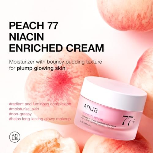 ANUA Peach Niacinamide Cream - Hydrating Face Moisturizer with Collagen, Vitamin B12, Ceramide & Panthenol for Glass Skin, 1.69 fl.oz. - görsel 6