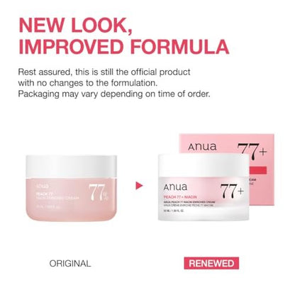 ANUA Peach Niacinamide Cream - Hydrating Face Moisturizer with Collagen, Vitamin B12, Ceramide & Panthenol for Glass Skin, 1.69 fl.oz.