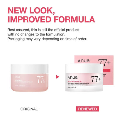 ANUA Peach Niacinamide Cream - Hydrating Face Moisturizer with Collagen, Vitamin B12, Ceramide & Panthenol for Glass Skin, 1.69 fl.oz.