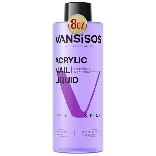 VANSISOS Professional Acrylic Nail Liquid - 8 fl oz MMA-Free Monomer for Acrylic Powders, Non-Yellowing Formula for DIY Home Nail Salon Use - görsel 2