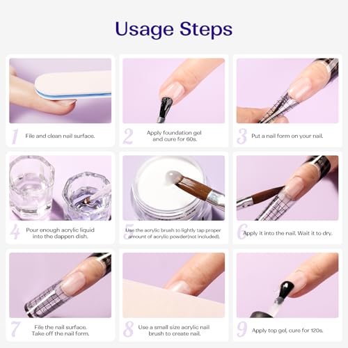 VANSISOS Professional Acrylic Nail Liquid - 8 fl oz MMA-Free Monomer for Acrylic Powders, Non-Yellowing Formula for DIY Home Nail Salon Use - görsel 14