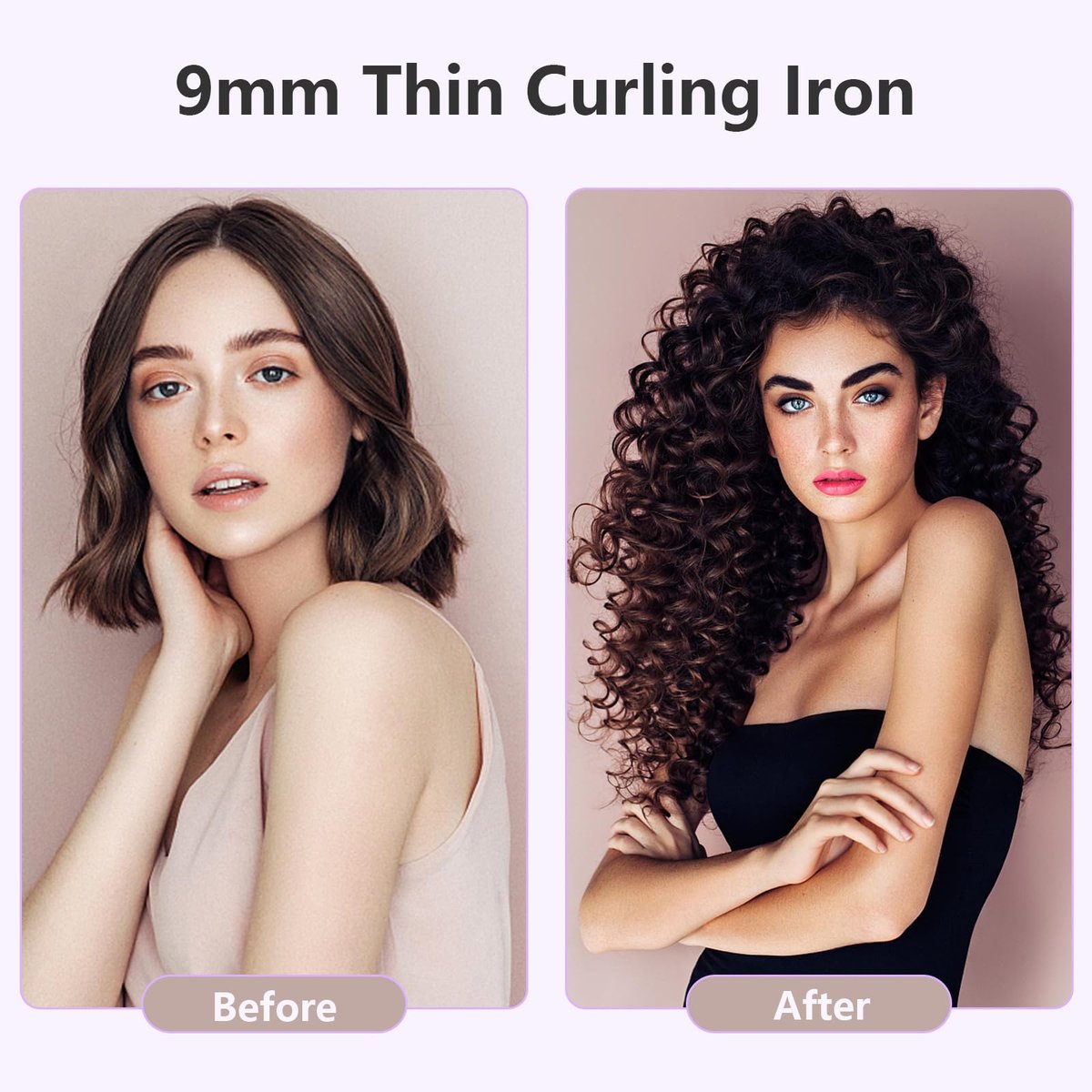 MELYDO 3/8 Inch Small Curling Iron Wand for Short & Long Hair, Ceramic Small Barrel Curling Iron with Adjustable Temperature, Includes Heat Resistant Glove Avelisse