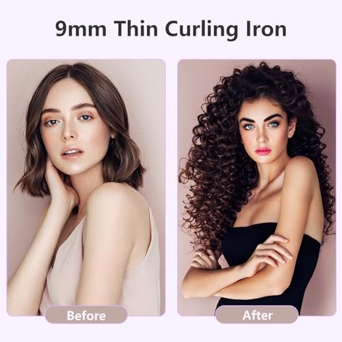 MELYDO 3/8 Inch Small Curling Iron Wand for Short & Long Hair, Ceramic Small Barrel Curling Iron with Adjustable Temperature, Includes Heat Resistant Glove Avelisse