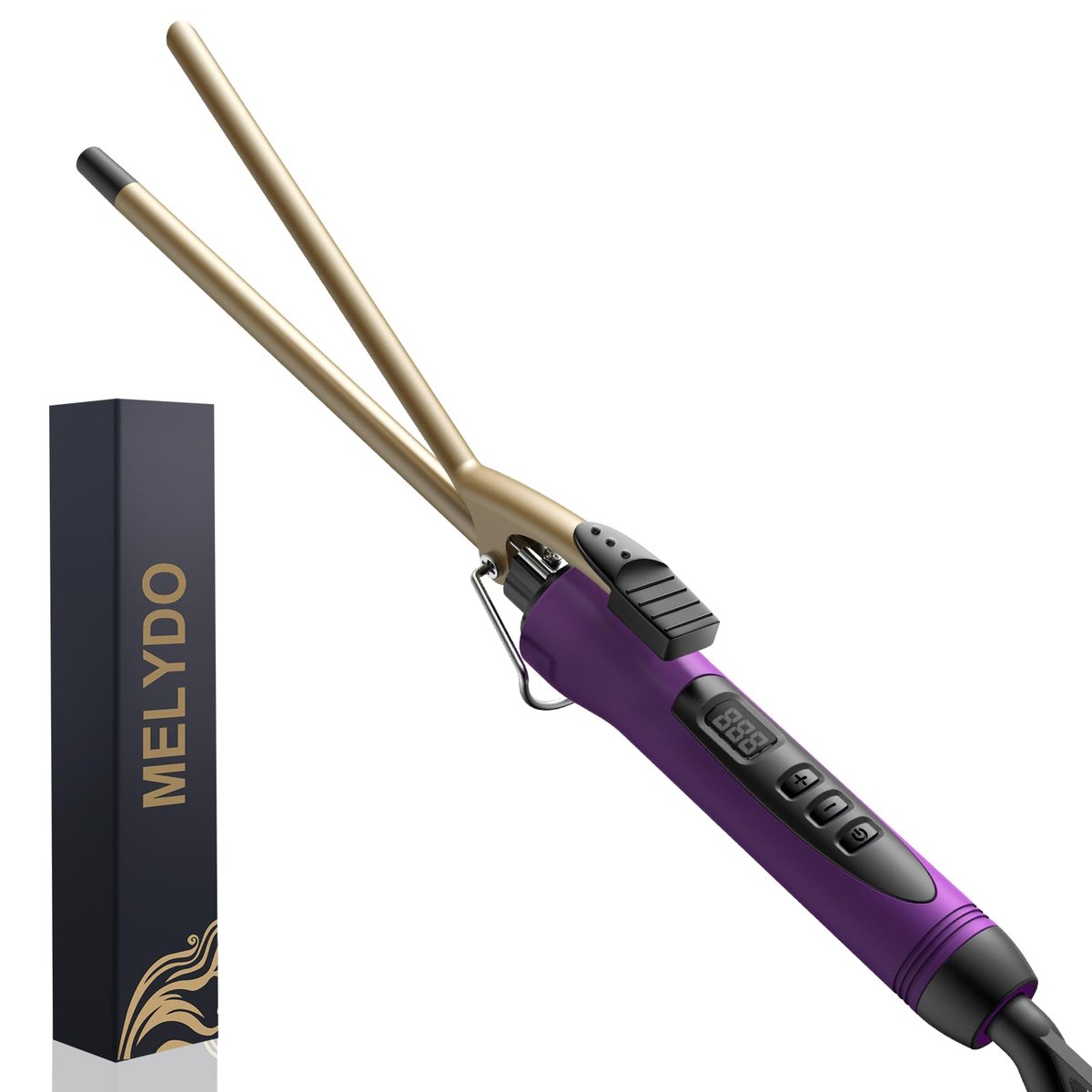 MELYDO 3/8 Inch Small Curling Iron Wand for Short & Long Hair, Ceramic Small Barrel Curling Iron with Adjustable Temperature, Includes Heat Resistant Glove Avelisse