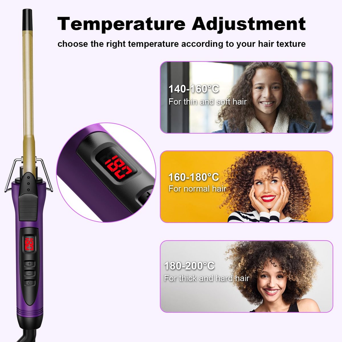 MELYDO 3/8 Inch Small Curling Iron Wand for Short & Long Hair, Ceramic Small Barrel Curling Iron with Adjustable Temperature, Includes Heat Resistant Glove Avelisse