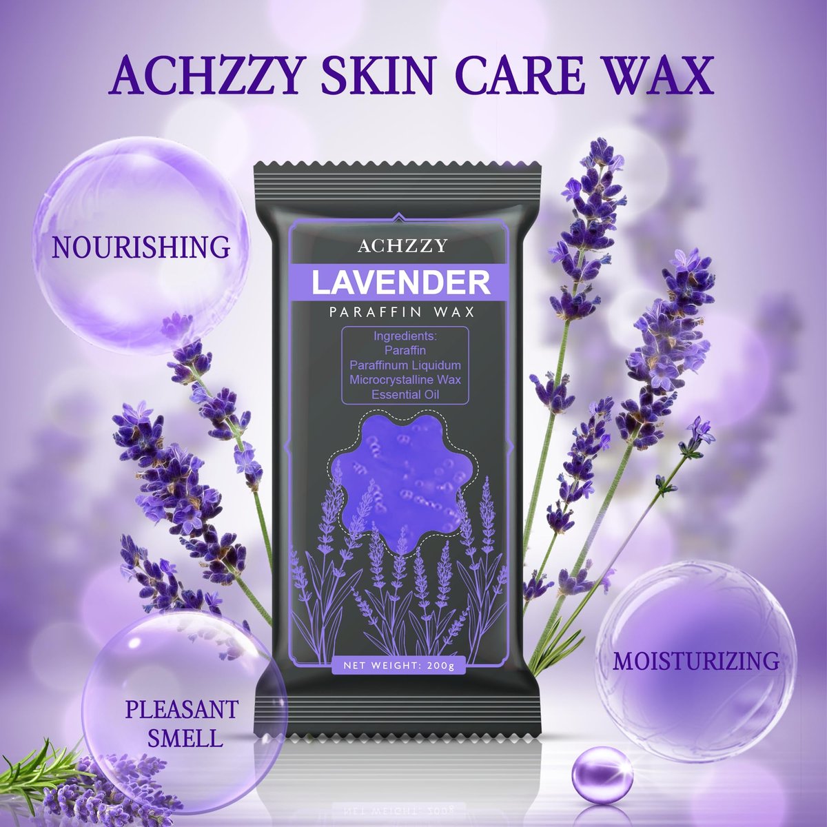 Achzzy Natural Paraffin Wax Refills, 6 Pack Lavender Scented Blocks for Paraffin Bath – Deep Hydration, Moisturizing & Nourishing for Hands and Feet Avelisse