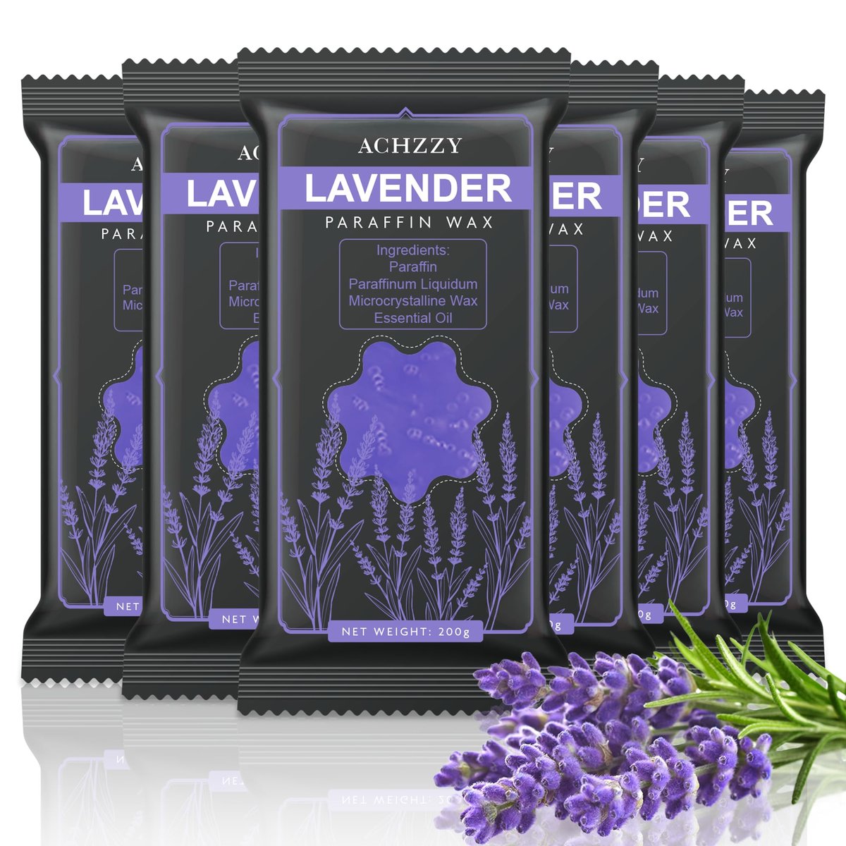 Achzzy Natural Paraffin Wax Refills, 6 Pack Lavender Scented Blocks for Paraffin Bath – Deep Hydration, Moisturizing & Nourishing for Hands and Feet Avelisse