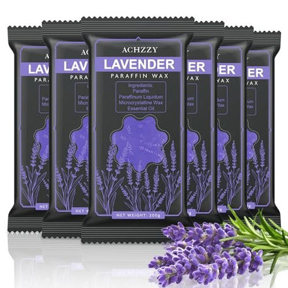 Achzzy Natural Paraffin Wax Refills, 6 Pack Lavender Scented Blocks for Paraffin Bath – Deep Hydration, Moisturizing & Nourishing for Hands and Feet Avelisse