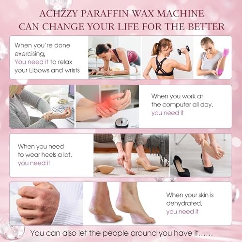 Achzzy Natural Paraffin Wax Refills, 6 Pack Unscented Paraffin Wax Blocks for Paraffin Bath – Deep Hydration, Moisturizing & Nourishing for Hands and Feet Avelisse
