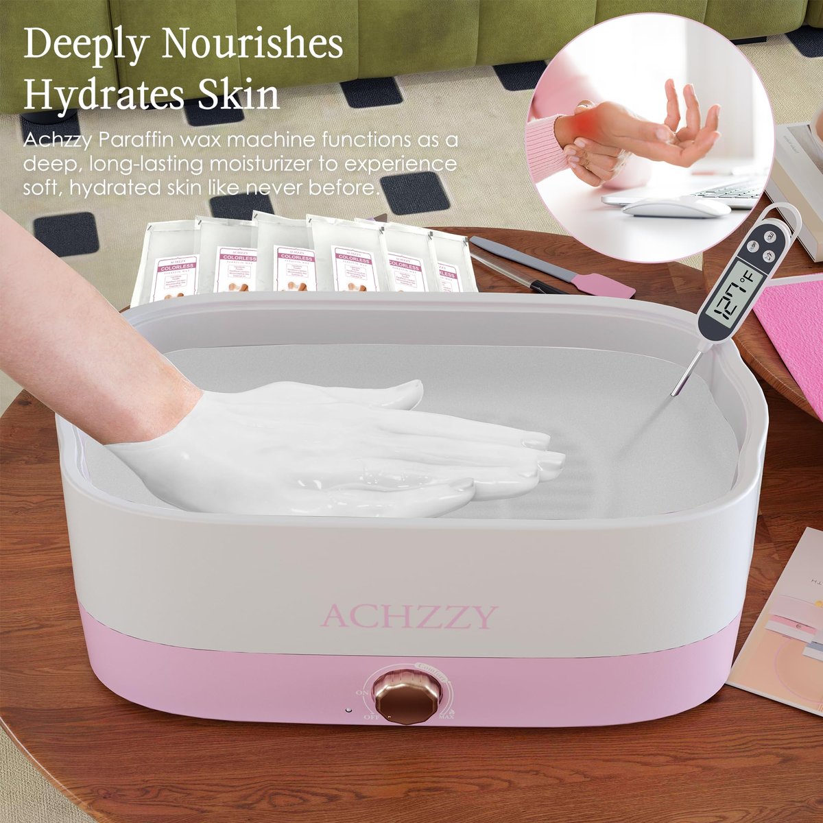Achzzy Natural Paraffin Wax Refills, 6 Pack Unscented Paraffin Wax Blocks for Paraffin Bath – Deep Hydration, Moisturizing & Nourishing for Hands and Feet Avelisse