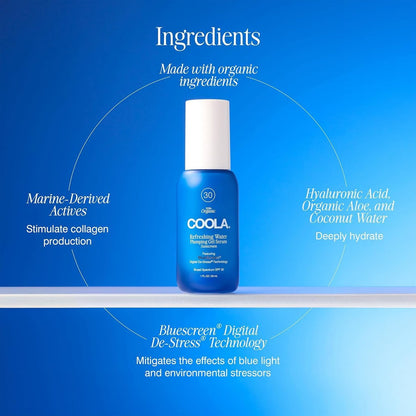 COOLA Refreshing Water Plumping Gel SPF 30 Face Sunscreen with Hyaluronic Acid, Organic Aloe & Coconut Water - 1 fl oz Avelisse