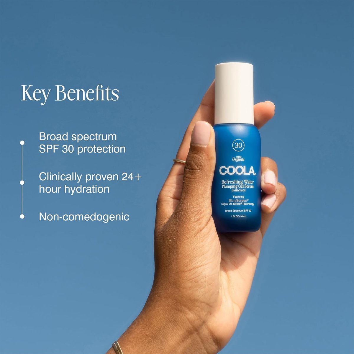 COOLA Refreshing Water Plumping Gel SPF 30 Face Sunscreen with Hyaluronic Acid, Organic Aloe & Coconut Water - 1 fl oz Avelisse
