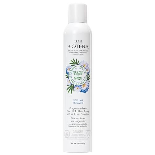 Biotera Styling Fragrance-Free Firm Hold Hair Spray | UV & Heat Protection | 50 VOC | Vegan & Cruelty-Free | Paraben & Sulfate Free | Color-Safe | 9 Fl Oz - görsel 1