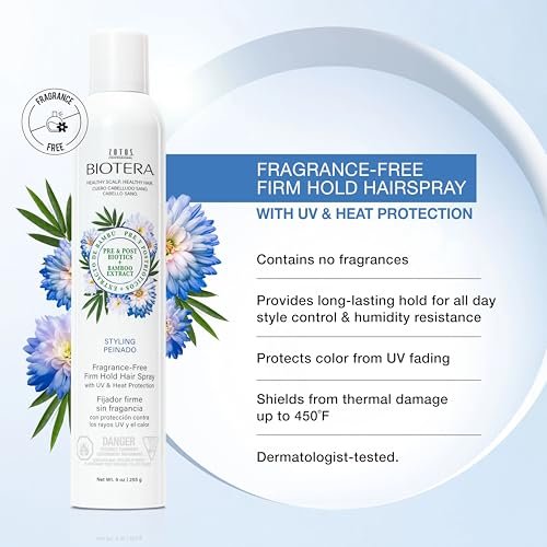Biotera Styling Fragrance-Free Firm Hold Hair Spray | UV & Heat Protection | 50 VOC | Vegan & Cruelty-Free | Paraben & Sulfate Free | Color-Safe | 9 Fl Oz - görsel 3