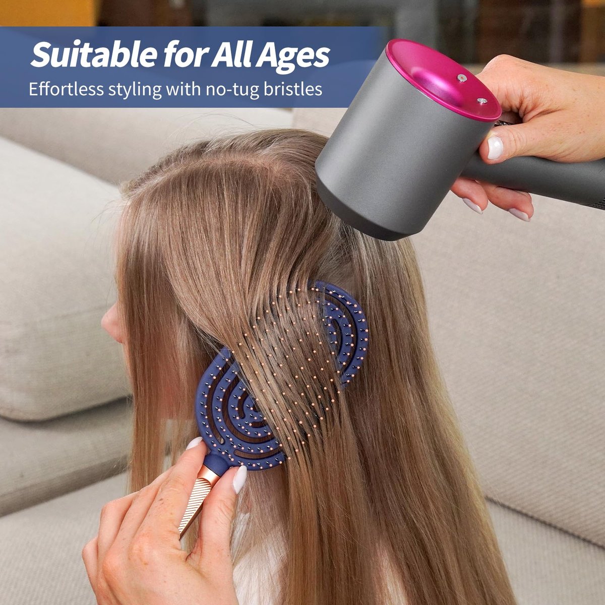 SHINLEA Speed Dry Detangler Brush – Spiral Vented Detangling Hairbrush for Wet Hair, Metal-Infused Gold Handle, Curved Cushion with Soft Bristles for All Hair Types Avelisse