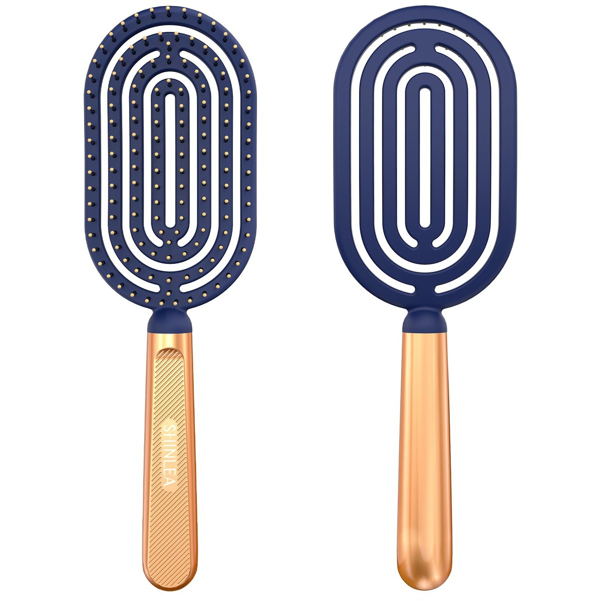 SHINLEA Speed Dry Detangler Brush – Spiral Vented Detangling Hairbrush for Wet Hair, Metal-Infused Gold Handle, Curved Cushion with Soft Bristles for All Hair Types Avelisse