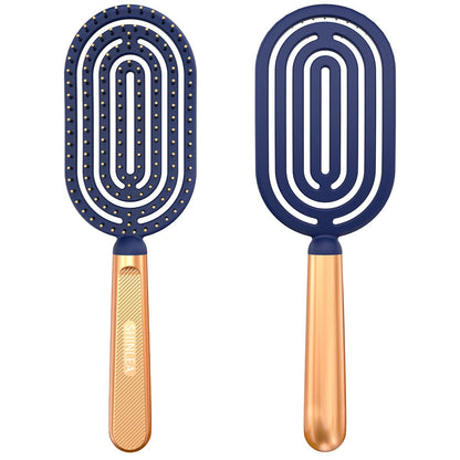 SHINLEA Speed Dry Detangler Brush – Spiral Vented Detangling Hairbrush for Wet Hair, Metal-Infused Gold Handle, Curved Cushion with Soft Bristles for All Hair Types Avelisse