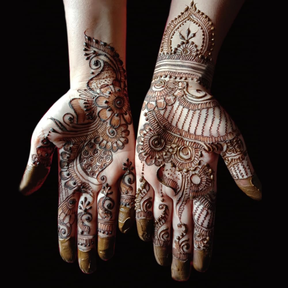 9 Sheet Henna Tattoo Stencils Kit - Reusable Self-Adhesive Henna Templates for Hand & Forearm, Indian & Arabian Designs - görsel 7