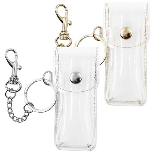 PACKOVE Transparent Lipstick Holder Keychain – Clear Lip Gloss Pouch & Lip Balm Sleeve Key Ring for Women, Compact Travel Case (3.42x1.41x0.98 in) - görsel 2