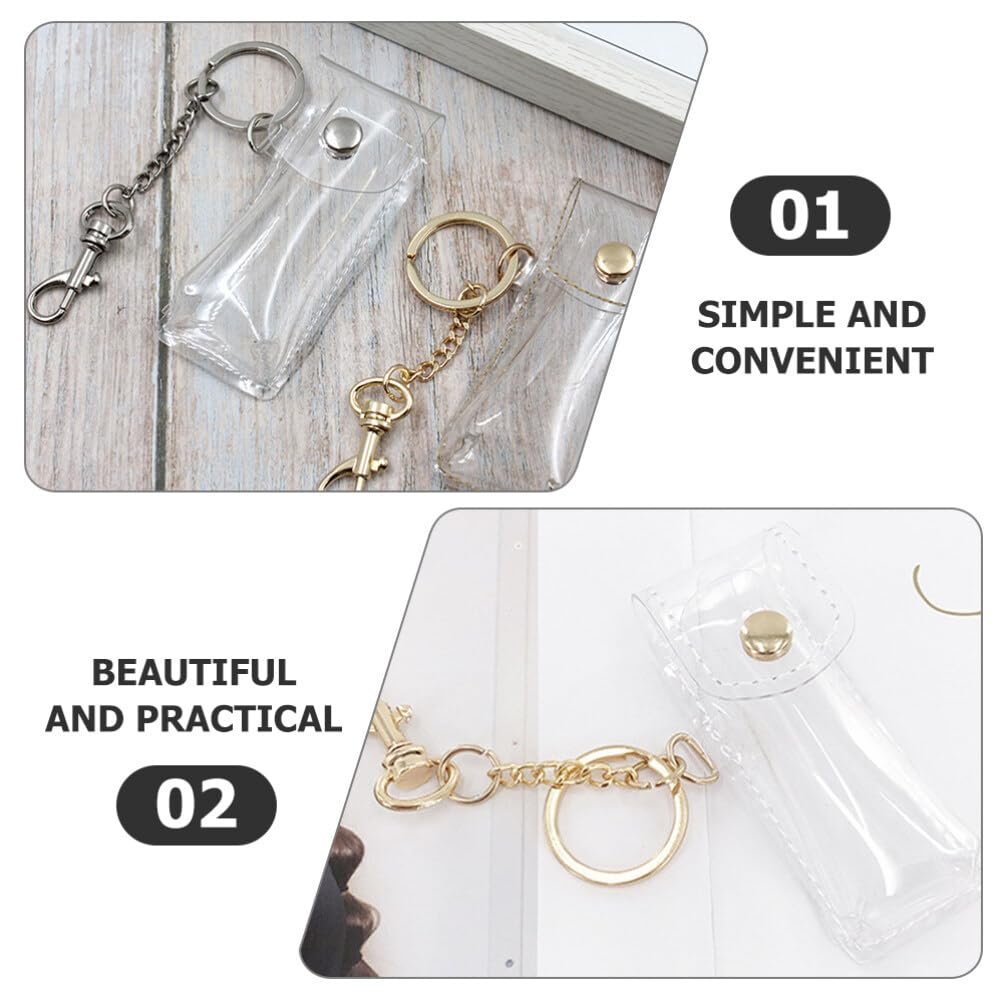 PACKOVE Transparent Lipstick Holder Keychain – Clear Lip Gloss Pouch & Lip Balm Sleeve Key Ring for Women, Compact Travel Case (3.42x1.41x0.98 in) - görsel 5