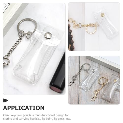 PACKOVE Transparent Lipstick Holder Keychain – Clear Lip Gloss Pouch & Lip Balm Sleeve Key Ring for Women, Compact Travel Case (3.42x1.41x0.98 in) - görsel 14