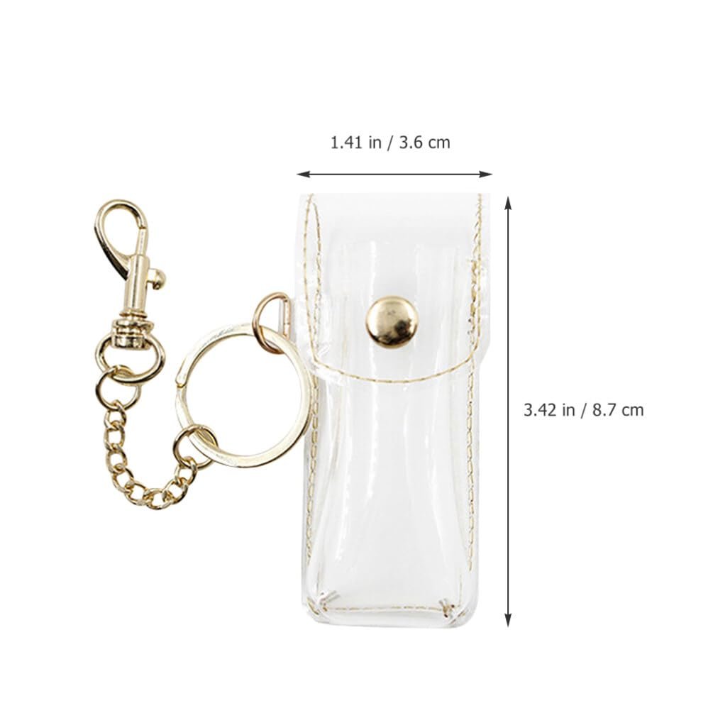 PACKOVE Transparent Lipstick Holder Keychain – Clear Lip Gloss Pouch & Lip Balm Sleeve Key Ring for Women, Compact Travel Case (3.42x1.41x0.98 in) - görsel 3