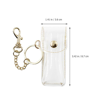 PACKOVE Transparent Lipstick Holder Keychain – Clear Lip Gloss Pouch & Lip Balm Sleeve Key Ring for Women, Compact Travel Case (3.42x1.41x0.98 in)
