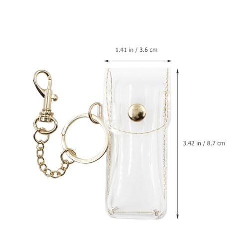 PACKOVE Transparent Lipstick Holder Keychain – Clear Lip Gloss Pouch & Lip Balm Sleeve Key Ring for Women, Compact Travel Case (3.42x1.41x0.98 in) - görsel 4