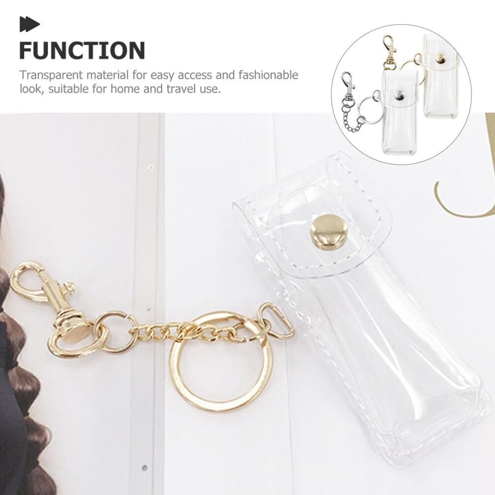 PACKOVE Transparent Lipstick Holder Keychain – Clear Lip Gloss Pouch & Lip Balm Sleeve Key Ring for Women, Compact Travel Case (3.42x1.41x0.98 in) - görsel 7