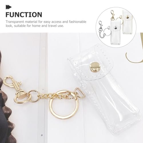 PACKOVE Transparent Lipstick Holder Keychain – Clear Lip Gloss Pouch & Lip Balm Sleeve Key Ring for Women, Compact Travel Case (3.42x1.41x0.98 in) - görsel 8