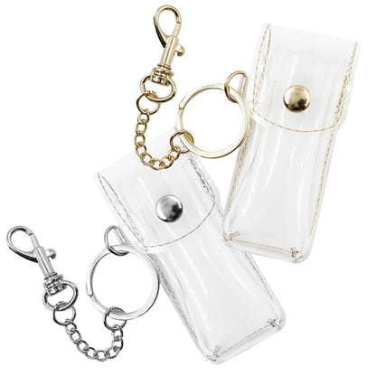 PACKOVE Transparent Lipstick Holder Keychain – Clear Lip Gloss Pouch & Lip Balm Sleeve Key Ring for Women, Compact Travel Case (3.42x1.41x0.98 in)