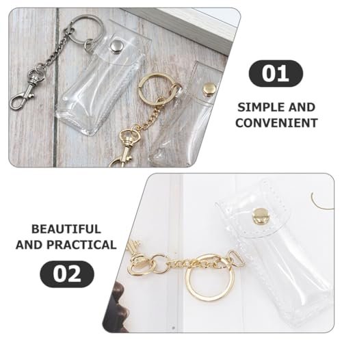 PACKOVE Transparent Lipstick Holder Keychain – Clear Lip Gloss Pouch & Lip Balm Sleeve Key Ring for Women, Compact Travel Case (3.42x1.41x0.98 in) - görsel 6