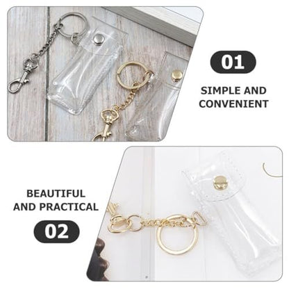 PACKOVE Transparent Lipstick Holder Keychain – Clear Lip Gloss Pouch & Lip Balm Sleeve Key Ring for Women, Compact Travel Case (3.42x1.41x0.98 in)