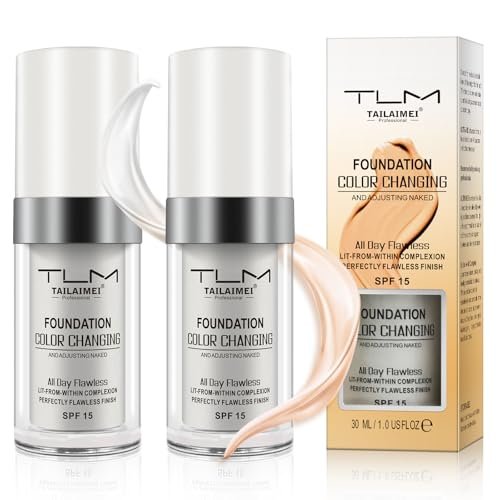 IDUCEN Color Changing Foundation Liquid Base – 2-Pack Flawless Warm Skin Tone Foundation, BB Cream Makeup Base with SPF15, Moisturizing Concealer for All Skin Tones (Universal) - görsel 1