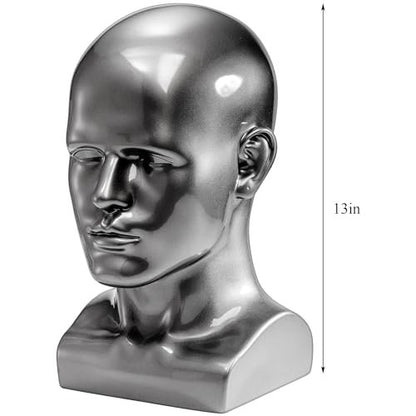 Peohud Professional Male Mannequin Head – Bald PVC Display Form for Wigs, Hats, Sunglasses & Headphones