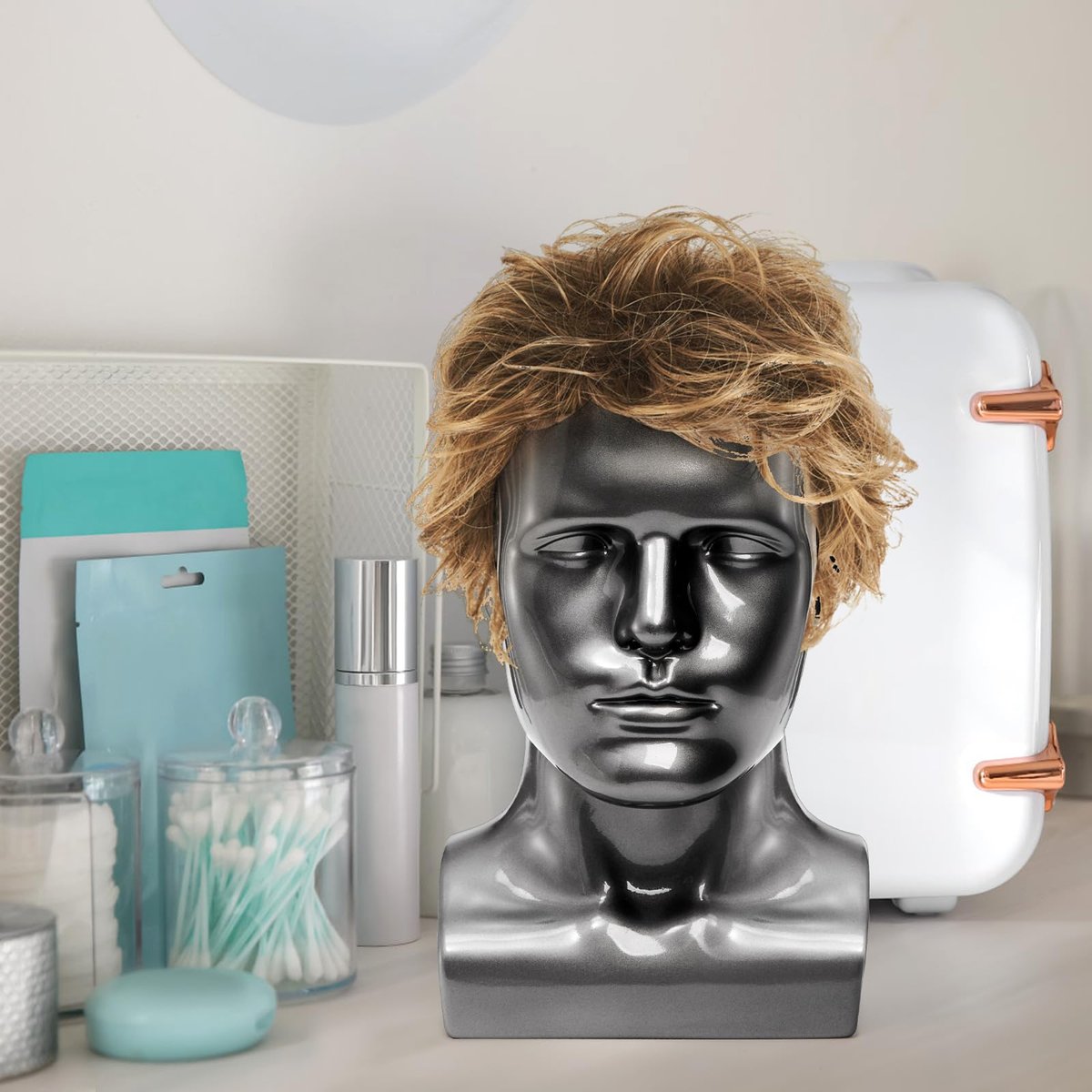 Peohud Professional Male Mannequin Head – Bald PVC Display Form for Wigs, Hats, Sunglasses & Headphones - görsel 11