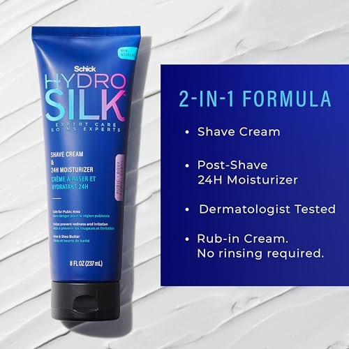 Schick Hydro Silk Shave Cream & 24-Hour Moisturizer for Women - Pubic Hair & Bikini Area Shaving Cream for Sensitive Skin, 8 fl oz - görsel 8