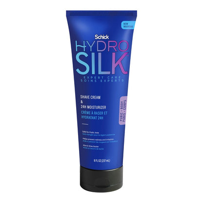 Schick Hydro Silk Shave Cream & 24-Hour Moisturizer for Women - Pubic Hair & Bikini Area Shaving Cream for Sensitive Skin, 8 fl oz