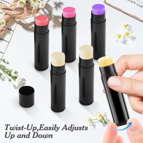 150 Pcs 5.5g Twist-up Lip Balm Tubes - Empty Plastic Chapstick Containers for DIY Lipsticks, Lip Gloss, Homemade Solid Perfume - Black Avelisse