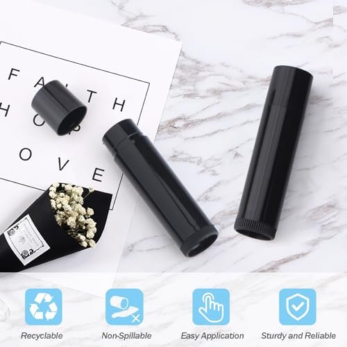 150 Pcs 5.5g Twist-up Lip Balm Tubes - Empty Plastic Chapstick Containers for DIY Lipsticks, Lip Gloss, Homemade Solid Perfume - Black Avelisse