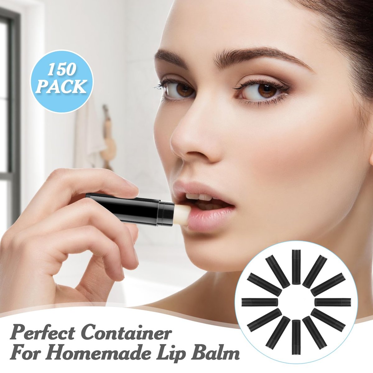 150 Pcs 5.5g Twist-up Lip Balm Tubes - Empty Plastic Chapstick Containers for DIY Lipsticks, Lip Gloss, Homemade Solid Perfume - Black Avelisse